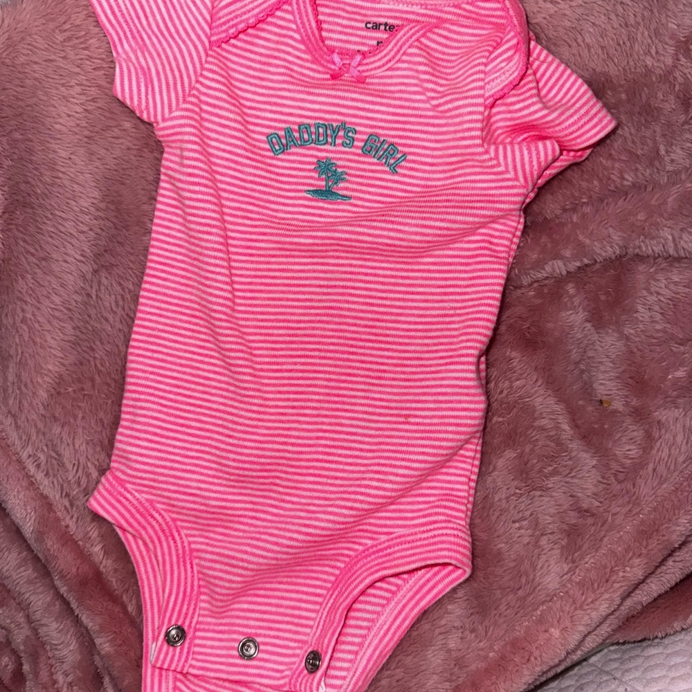 Carter's Pink Bodysuit with Stripes and Embroidery